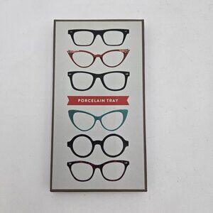 Galison Porcelain Tray Decorated with Eye Glasses 9 X 5 Keys‎ Jewelry Holder